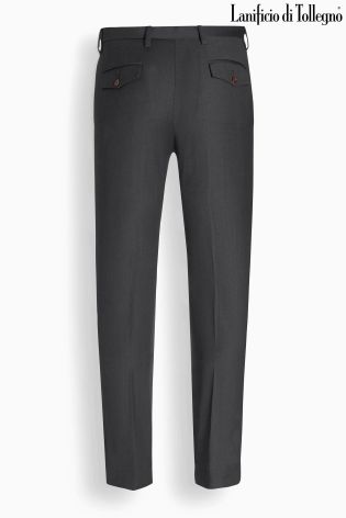 Charcoal Textured Slim Fit Wool Trouser